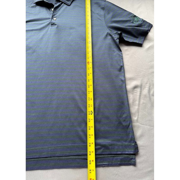 Peter Millar Polo Shirt Men Large Blue Striped 100% Cotton Golf WM Phoenix Open - Picture 3 of 14